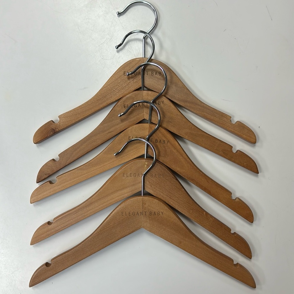 Elegant Baby Solid Wood Hangers | Set of 5 | Children’s Closet | Kids | Wooden